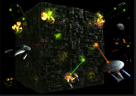 The Borg Cube embattled at Wolf 359, Stardate 2367